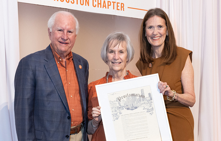 Oldhams are presented with a proclamation.