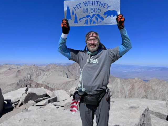 Longhorn atop Mt Whitney. 