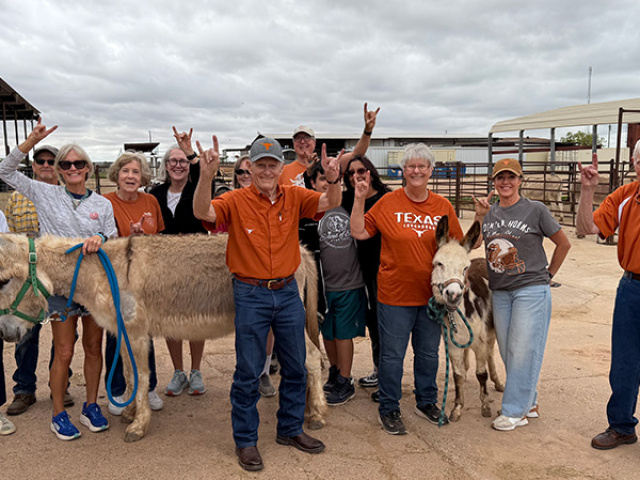 Texas Exes San Angelo Chapter chose the Peaceful Valley Donkey Rescue for their annual service project