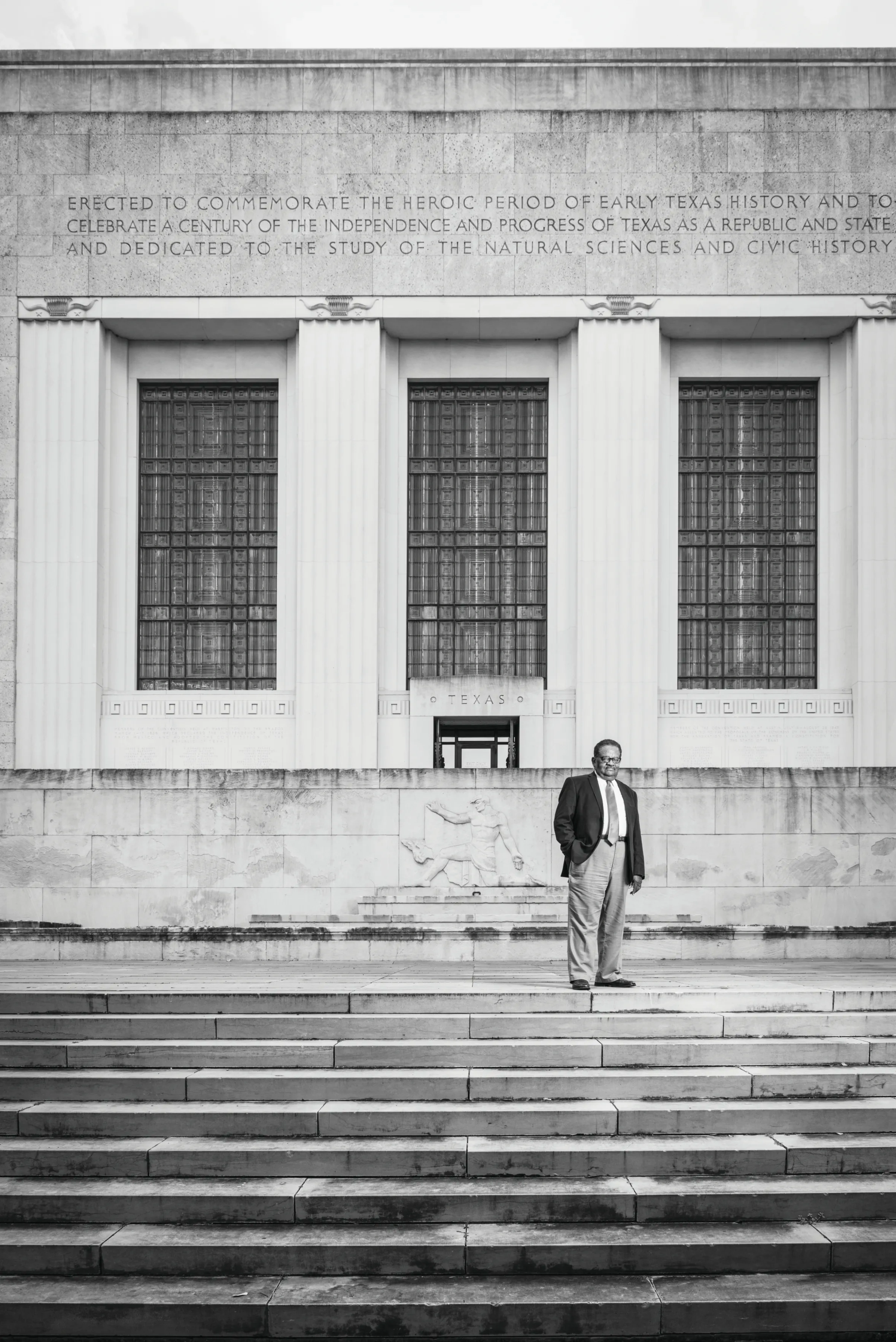 Willie C. Jordan Jr. on the steps of the UT Tower.