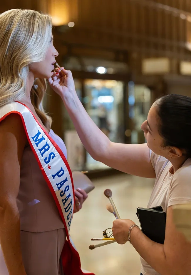 Maggie Jackson prepares to be crowned Mrs. California America 2025.