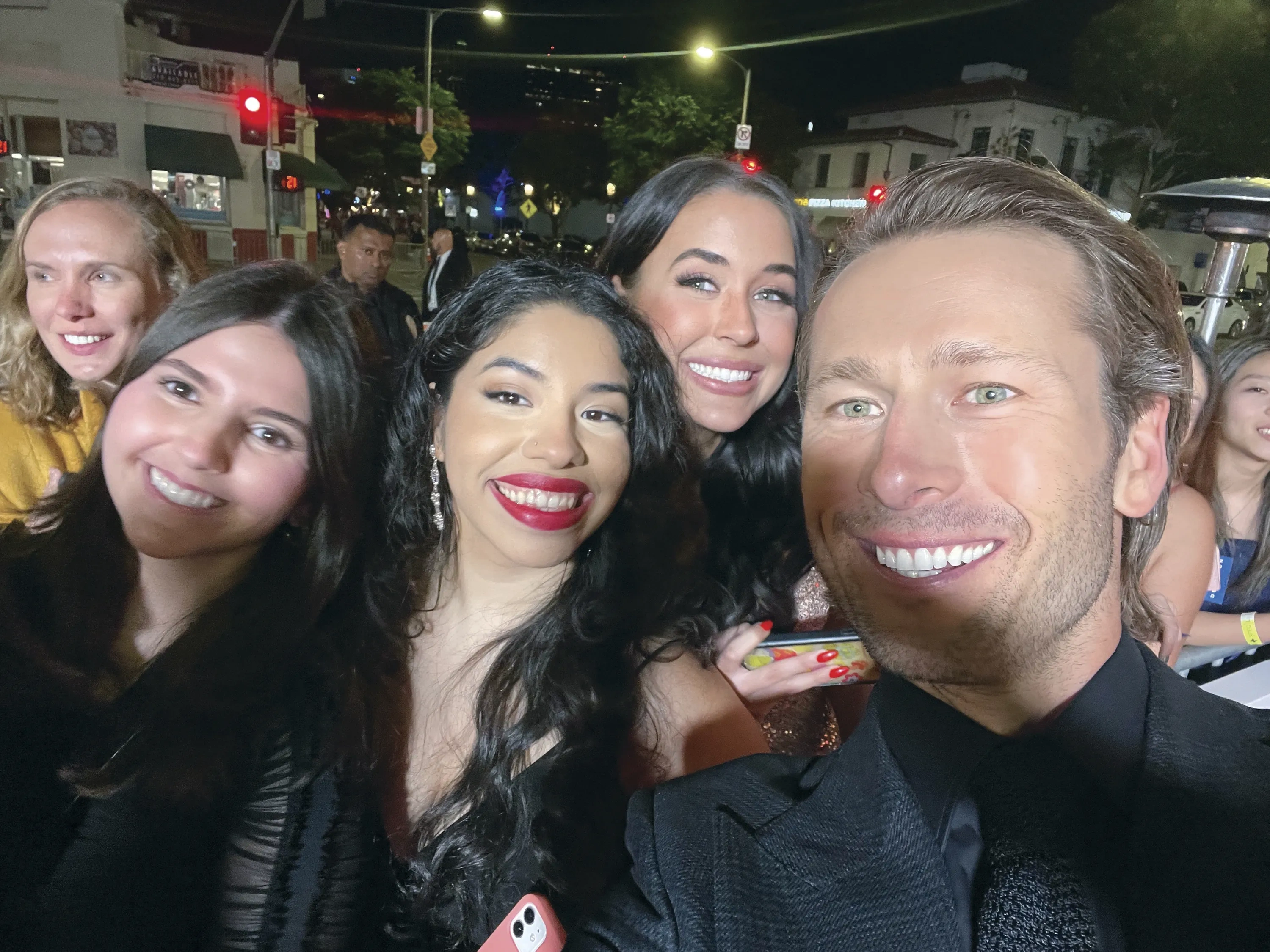 Glen Powell and UTLA students