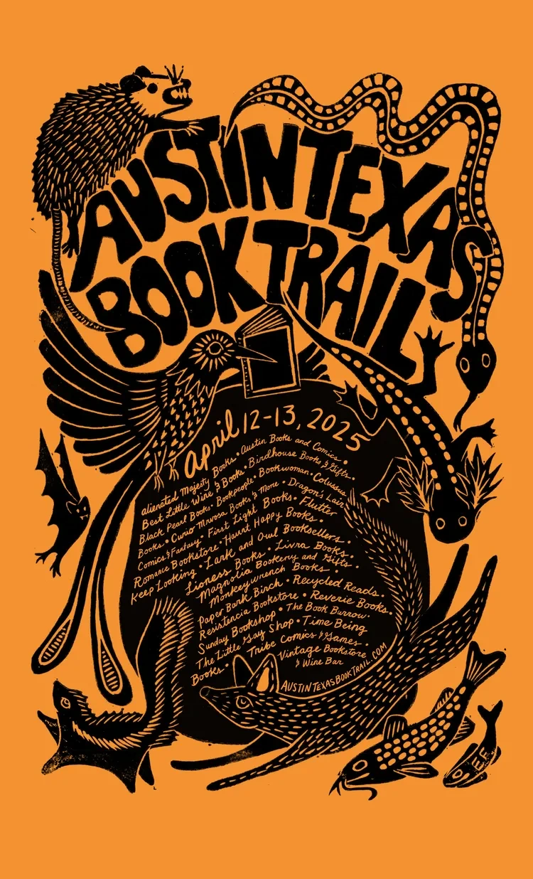Poster for the 2025 Austin Book Trail.