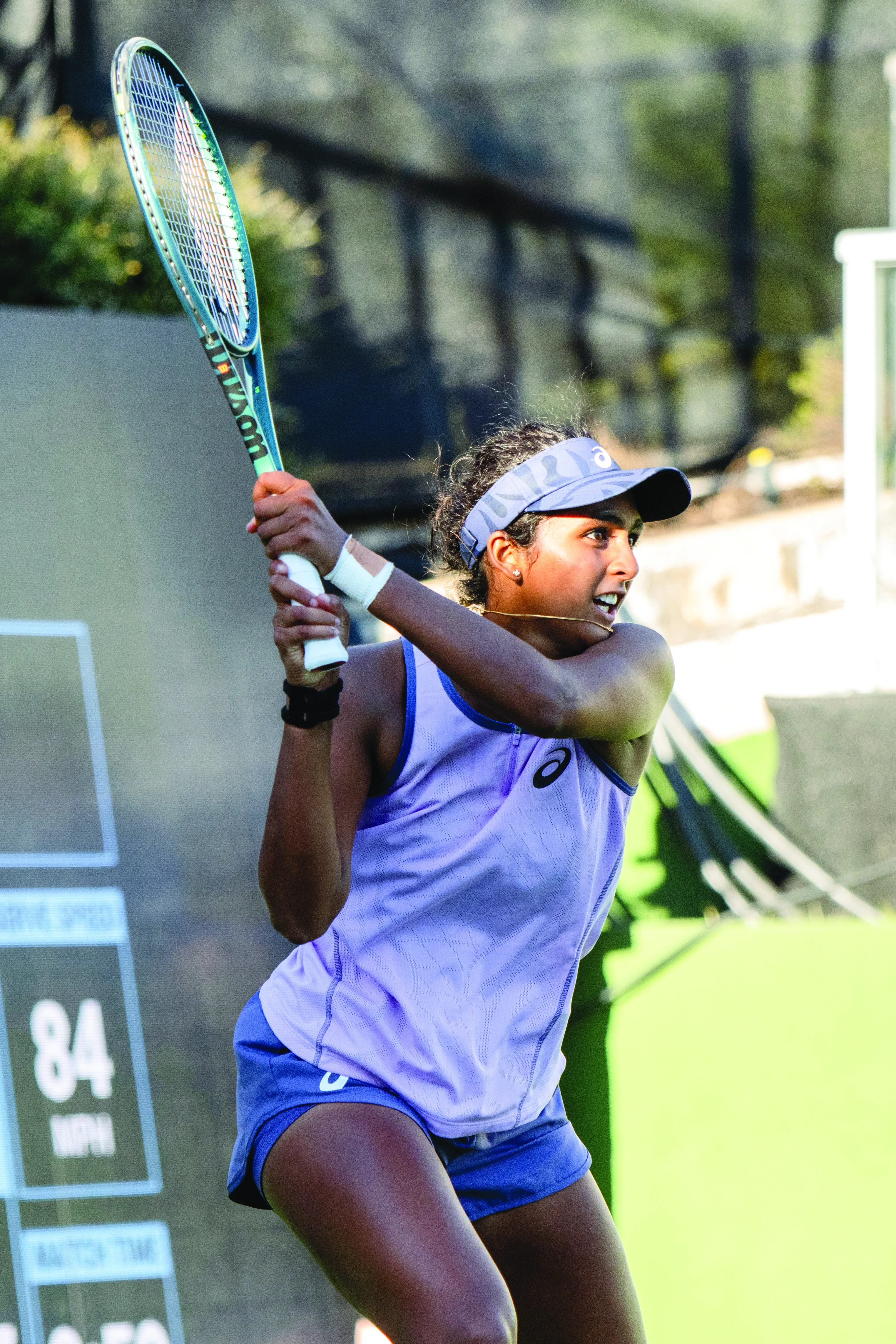 Malaika Rapolou, former Longhorn tennis player, plays at the 2025 ATX Open. 