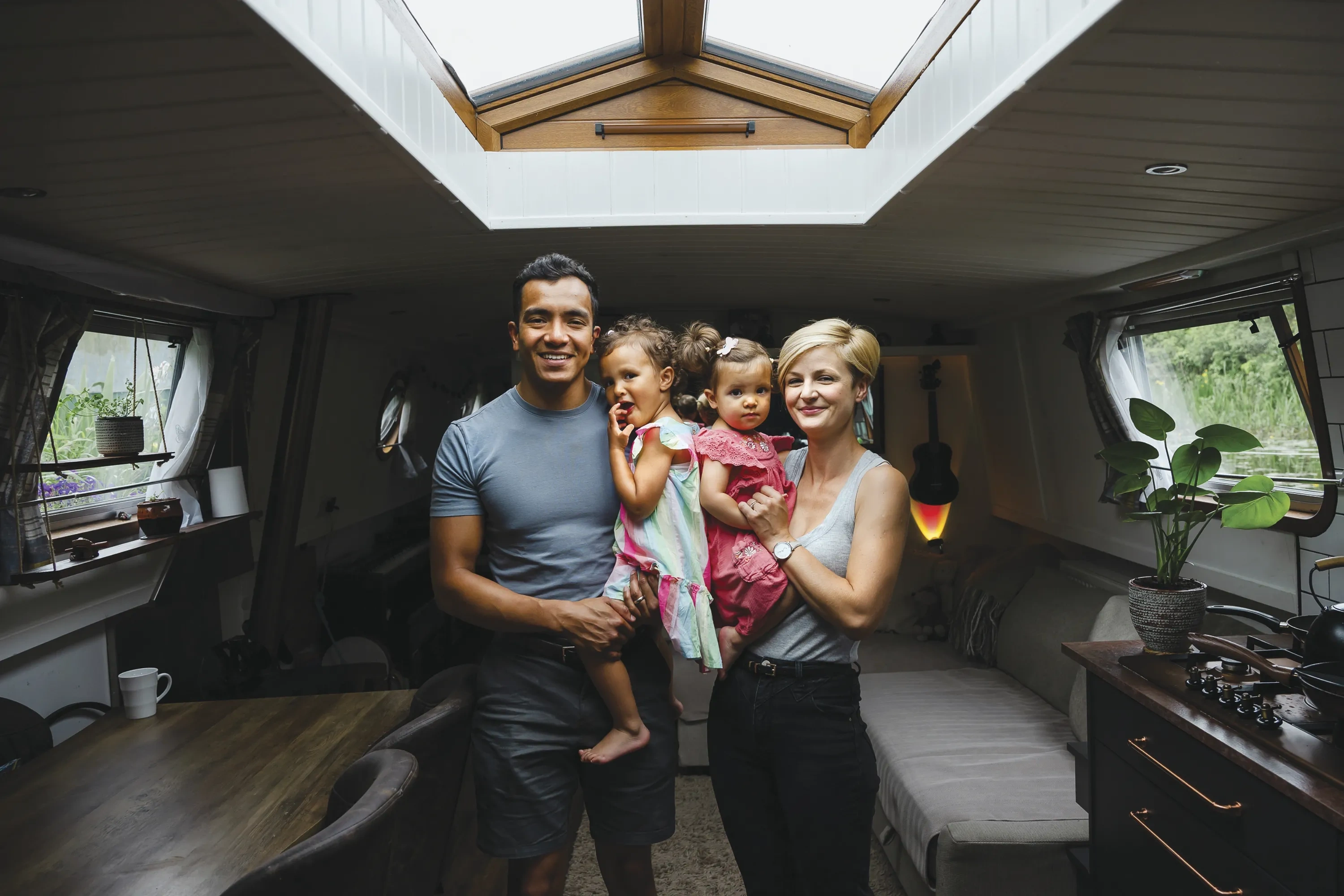 family on a houseboat in Ireland