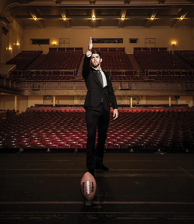 Justin Tucker, Baltimore Ravens kicker, photographed 5 August 2014 in Baltimore MD, for Baltimore Magazine.